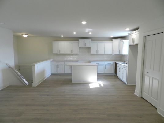 Interior, Kitchen, Recessed Lighting, Wood Texture Flooring