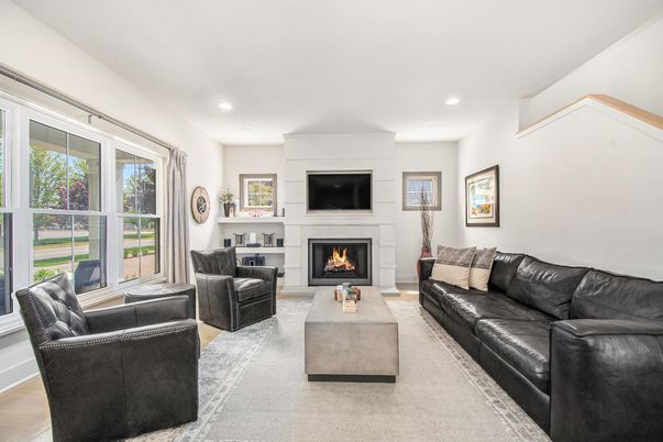 Fireplace, Interior, Living room, Recessed Lighting