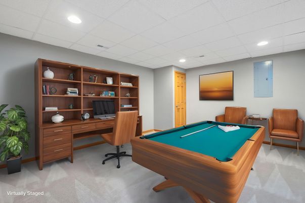 Billiard Table, Game Room, Home Office, Interior, Recessed Lighting