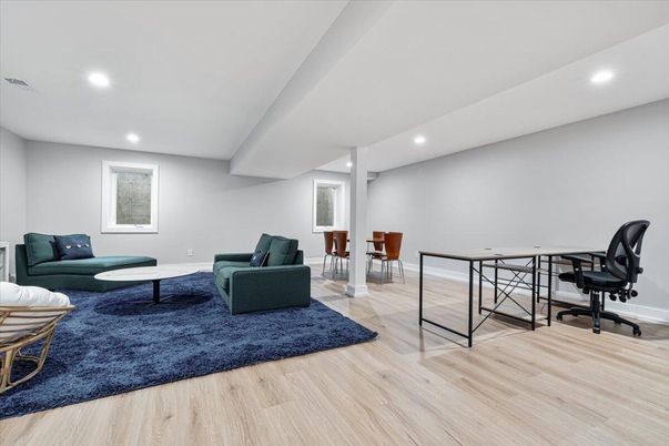 Home Office, Interior, Recessed Lighting, Wood Texture Flooring
