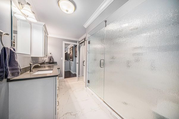 Bathroom, Glass Shower, Interior, Marble