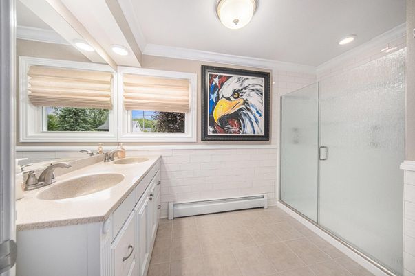Bathroom, Glass Shower, Interior, Recessed Lighting