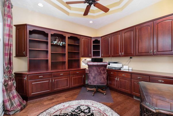 Home Office, Interior, Recessed Lighting, Wood Texture Flooring