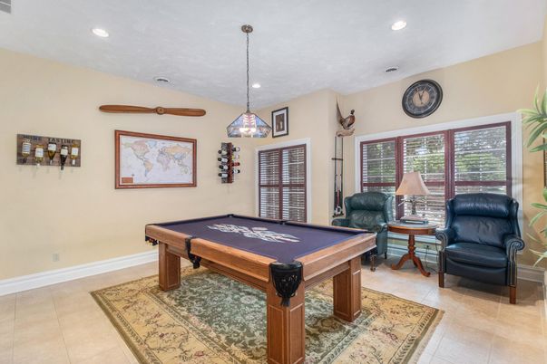 Billiard Table, Game Room, Interior, Pendant Lights, Recessed Lighting