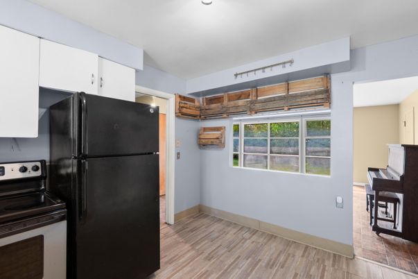 Interior, Kitchen, Recessed Lighting, Wood Texture Flooring