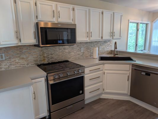 Interior, Kitchen, Stainless Steel Appliances, Wood Texture Flooring