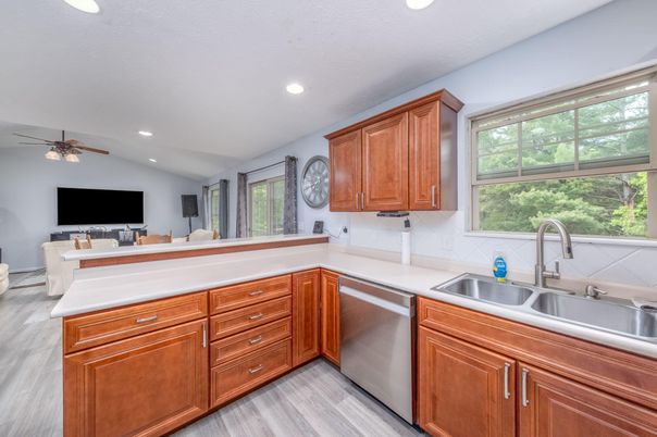 Interior, Kitchen, Recessed Lighting, Wood Texture Flooring