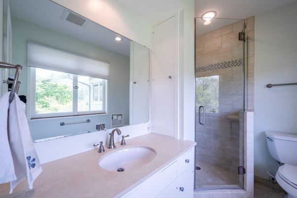 Bathroom, Glass Shower, Interior, Recessed Lighting