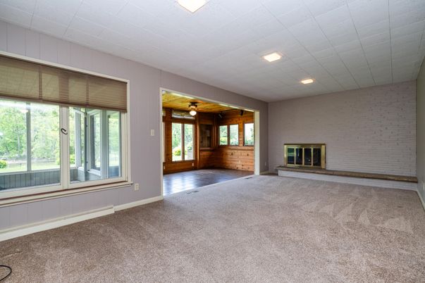 Empty room, Fireplace, Interior, Recessed Lighting