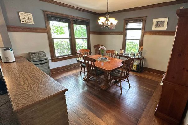 Chandelier, Dining room, Interior, Wood Texture Flooring