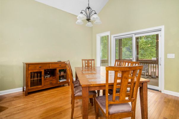 Chandelier, Dining room, Interior, Wood Texture Flooring