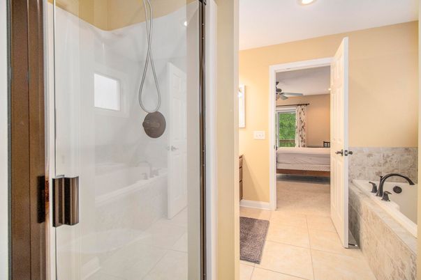 Bathroom, Glass Shower, Interior, Recessed Lighting
