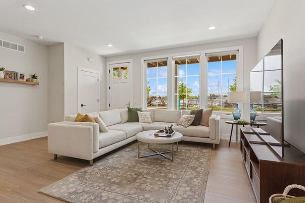 Interior, Living room, Recessed Lighting, Water, Wood Texture Flooring