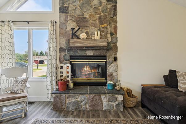 Fireplace, Interior, Stone Walls, Wood Texture Flooring