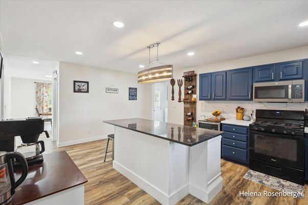 Interior, Kitchen, Pendant Lights, Recessed Lighting, Wood Texture Flooring