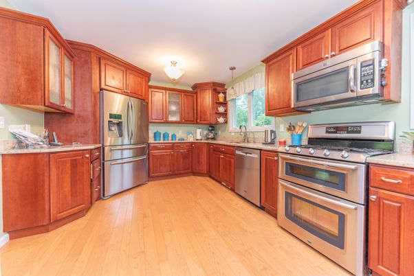 Interior, Kitchen, Stainless Steel Appliances, Wood Texture Flooring