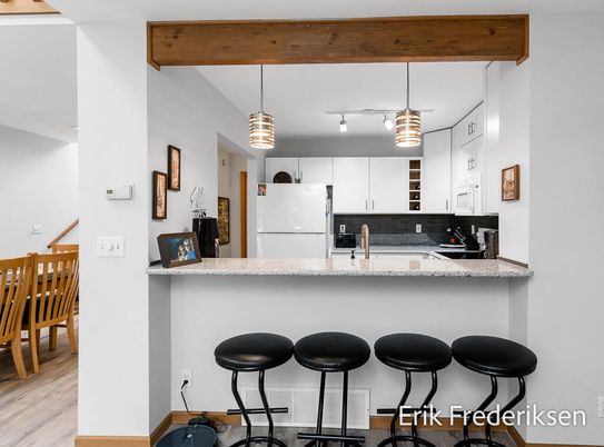 Interior, Kitchen, Pendant Lights, Wood Texture Flooring