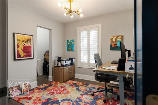 Home Office, Interior, Pendant Lights, Wood Texture Flooring