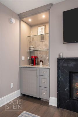 Fireplace, Interior, Recessed Lighting, Wood Texture Flooring