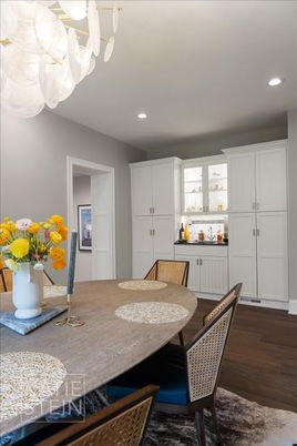 Dining room, Interior, Recessed Lighting, Wood Texture Flooring
