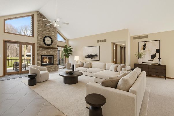Fireplace, Interior, Living room, Stone Walls