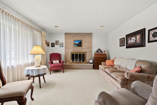 Fireplace, Interior, Living room, Recessed Lighting, Stone Walls