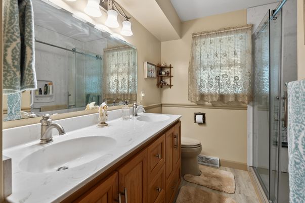 Bathroom, Dual Sink Vanities, Glass Shower, Interior
