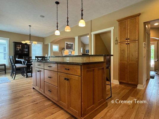 Chandelier, Dining room, Interior, Pendant Lights, Recessed Lighting, Wood Texture Flooring