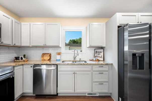 Interior, Kitchen, Stainless Steel Appliances, Wood Texture Flooring