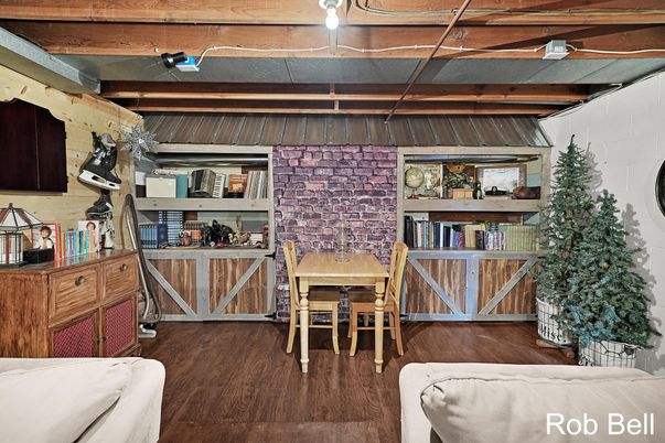 Dining room, Interior, Stone Walls, Wood Texture Flooring