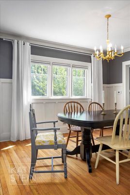 Chandelier, Dining room, Interior, Wood Texture Flooring