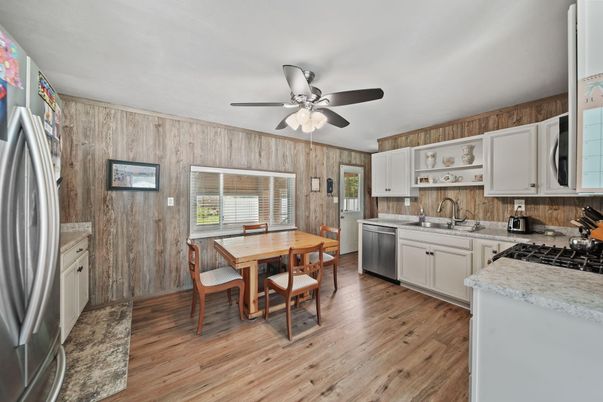 Dining room, Interior, Kitchen, Wood Texture Flooring, Wooden Walls