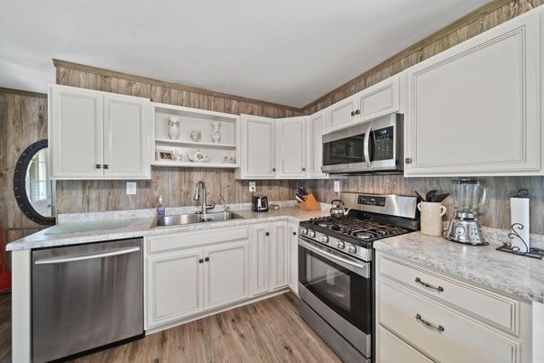 Interior, Kitchen, Stainless Steel Appliances, Wood Texture Flooring