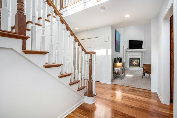 Fireplace, Interior, Recessed Lighting, Wood Texture Flooring