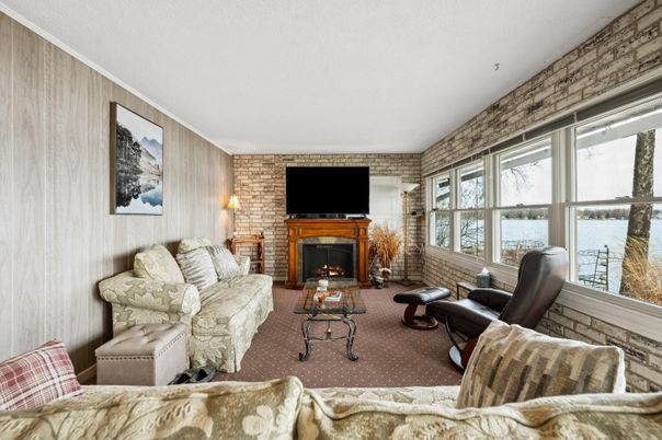Fireplace, Interior, Living room, Stone Walls, Water
