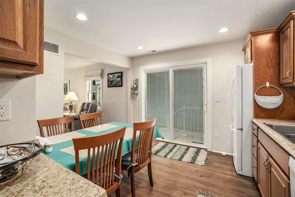 Dining room, Interior, Kitchen, Recessed Lighting, Wood Texture Flooring