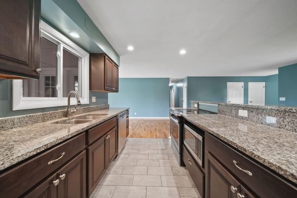 Interior, Kitchen, Recessed Lighting, Wood Texture Flooring
