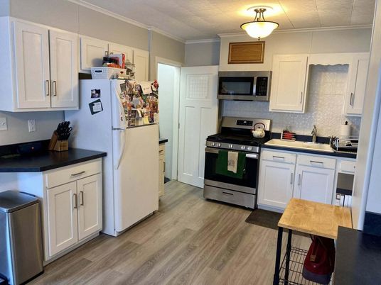 Interior, Kitchen, Stainless Steel Appliances, Wood Texture Flooring
