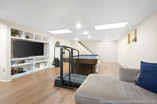Fitness Equipment, Game Room, Interior, Recessed Lighting, Wood Texture Flooring