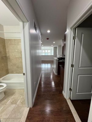 Bathroom, Interior, Recessed Lighting, Wood Texture Flooring