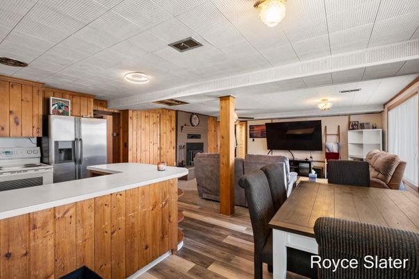 Interior, Kitchen, Living room, Wood Texture Flooring, Wooden Walls