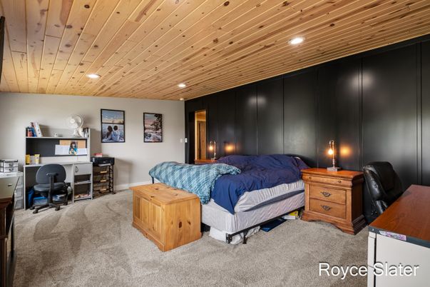 Bedroom, Home Office, Interior, Recessed Lighting, Wooden Ceilings