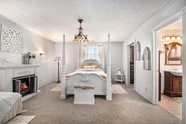 Bedroom, Fireplace, Interior