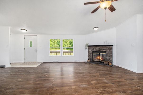 Empty room, Fireplace, Interior, Wood Texture Flooring