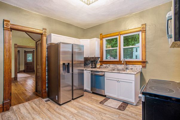 Interior, Kitchen, Stainless Steel Appliances, Wood Texture Flooring