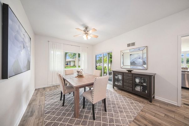 Dining room, Interior, Wood Texture Flooring