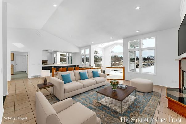Dining room, Fireplace, Interior, Living room, Recessed Lighting