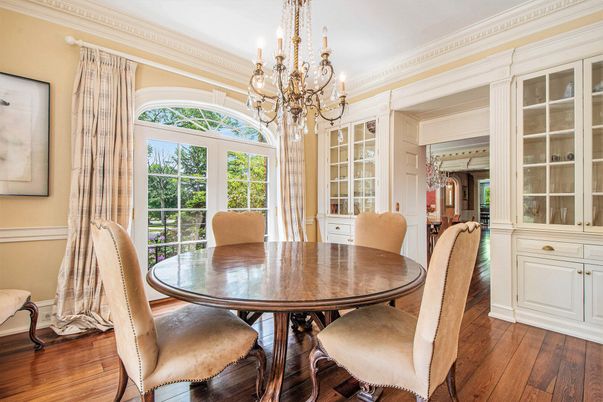 Chandelier, Dining room, Interior, Wood Texture Flooring