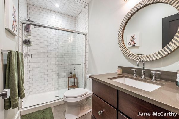 Bathroom, Glass Shower, Interior, Recessed Lighting