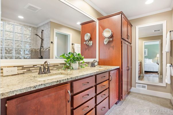Bathroom, Bedroom, Dual Sink Vanities, Interior, Recessed Lighting